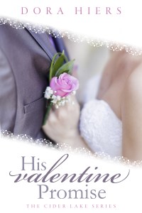 Book cover for His Valentine Promise by Dora Hiers, bride and groom with single rose